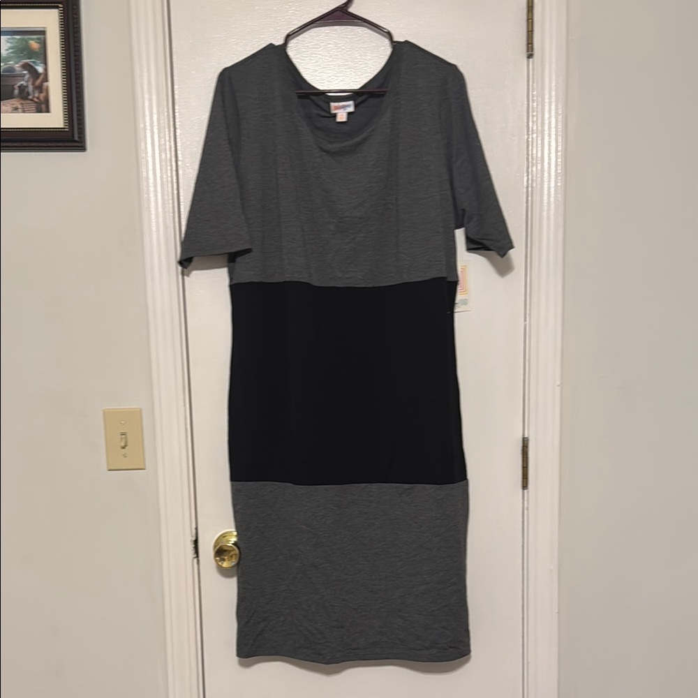 Gray and Black Colorblock Dress